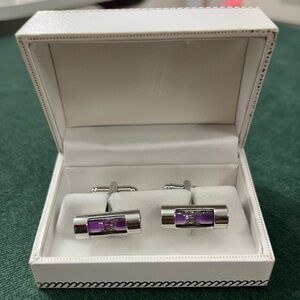 Silver and Purple Hourglass Cufflinks- Gift box included